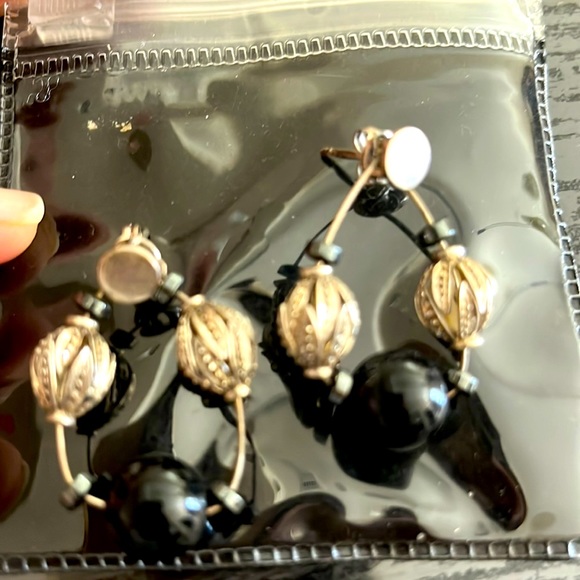 Black & silver, bead earrings. NWOT.